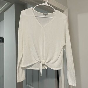Women’s White Tie-Front Light Sweater